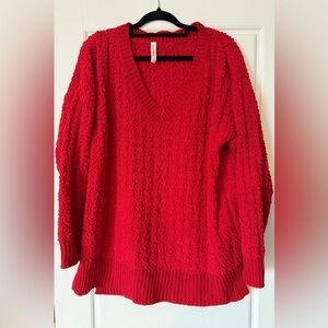 Zenana Outfitters Vibrant Red V-Neck Sweater